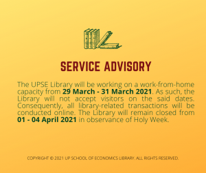 Service Advisory (29 March – 04 April 2021)