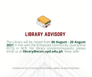 Library Advisory (06 Aug – 20 Aug 2021)